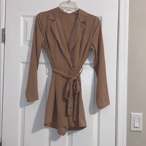Sexy long sleeve romper with front tie (worn once)
